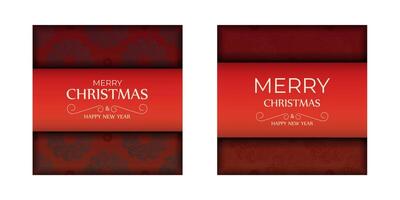 Brochure Merry Christmas Red color with abstract burgundy pattern vector