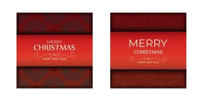 Brochure Merry Christmas Red color with abstract burgundy pattern vector