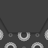 Postcard in black with a luxurious white pattern for your brand. vector