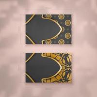 Presentable business card in black with vintage gold pattern for your brand. vector