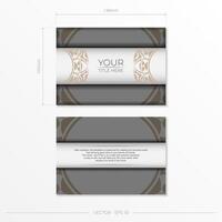 Luxurious Vector Template for Print Design Postcards White Color with Ornaments. Preparing an invitation with a place for your text and abstract patterns.