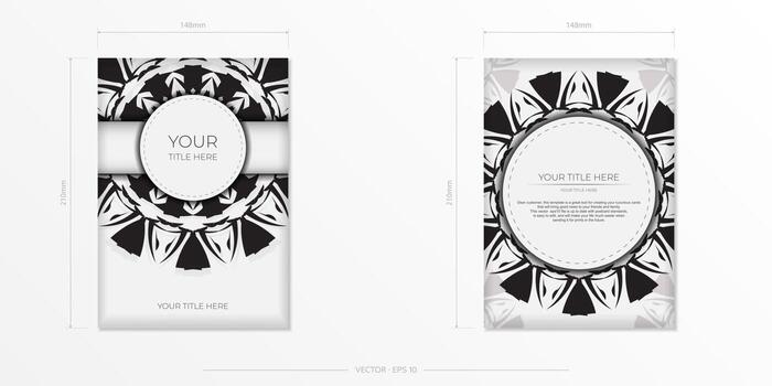 Two black and white brochures with ornate designs vector