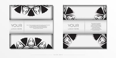 Two black and white business cards with tribal designs vector