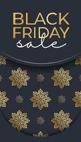 Dark blue black friday sale banner template with round gold pattern vector