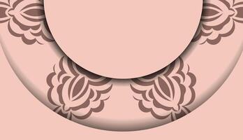 A brown and white oval with a floral pattern vector