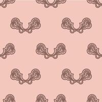 Seamless pink pattern with snake heads. vector