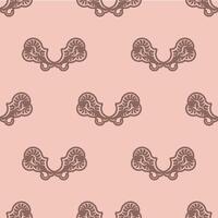 Seamless pink pattern with snake heads. vector