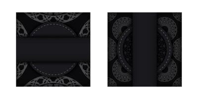 Black color brochure with dark abstract pattern vector