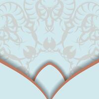 The postcard is aquamarine with a vintage coral pattern and is ready for print. vector