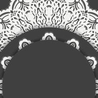 Postcard in black with Indian white ornaments prepared for typography. vector