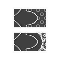 Black business card with abstract white pattern for your brand. vector