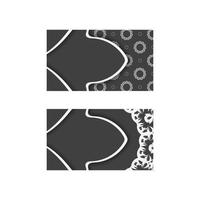 Black business card with abstract white pattern for your brand. vector