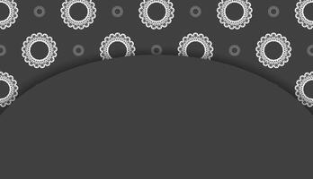 Black banner with mandala white pattern and place for your logo or text vector