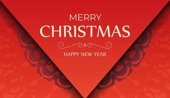 Red color merry christmas and happy new year flyer with winter burgundy pattern vector