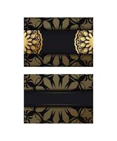 Black greeting card with Indian brown pattern for your congratulations. vector