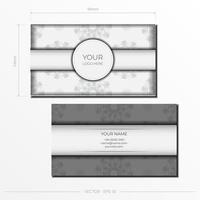 Template for print design business cards of white color with black patterns. Vector Business card preparation with place for your text and abstract ornament.