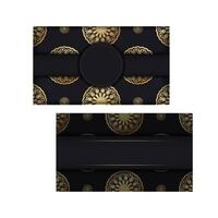 Postcard in black with Indian brown pattern prepared for typography. vector