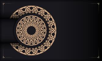 Baner in black with a luxurious brown pattern and a place for your logo vector