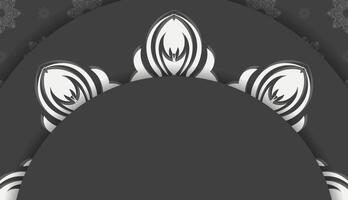 Baner of black color with a mandala with a white pattern and a place for the text vector