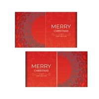 Greeting card template Merry Christmas and Happy New Year Red color with luxury burgundy ornament vector