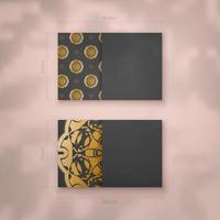 una tarjeta de presentación presentable en negro con un patrón dorado abstracto para tus contactos. vector