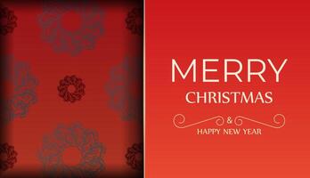 Postcard Happy New Year Red color with abstract burgundy ornament vector