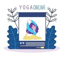 online yoga, website application training coaching session vector