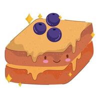 sándwich de desayuno con uvas comida linda dibujos animados frescos sobre fondo blanco vector