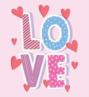 amor texto corazones decoración romántico diseño vector