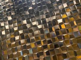 Beautiful golden carved convex shiny squares. Background, texture photo