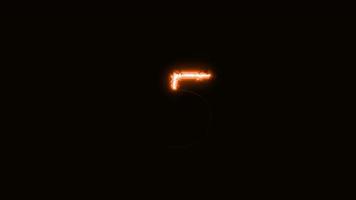 arancia neon leggero 10 secondo conto alla rovescia animazione su nero sfondo. 4k 60 fps