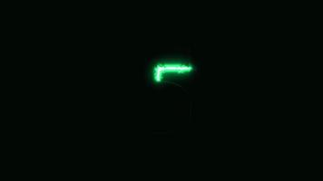 luz de neón verde claro animación de cuenta regresiva de 10 segundos sobre fondo negro. 4k 60fps video