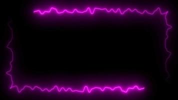 iluminación de marco de neón púrpura sobre fondo negro. 4k 60fps video