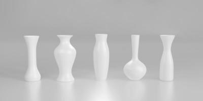 3D rendering of set ceramic white vase. photo