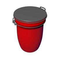 Red and grey jar with lid lock, 3D illustration photo
