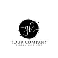 Initial GK beauty monogram and elegant logo design, handwriting logo of initial signature, wedding, fashion, floral and botanical with creative template. vector