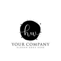 Initial HW beauty monogram and elegant logo design, handwriting logo of initial signature, wedding, fashion, floral and botanical with creative template. vector