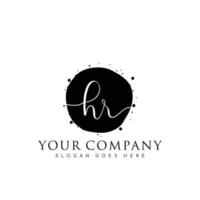 Initial HR beauty monogram and elegant logo design, handwriting logo of initial signature, wedding, fashion, floral and botanical with creative template. vector
