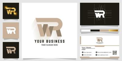 Letter WR or NR monogram logo with business card design vector