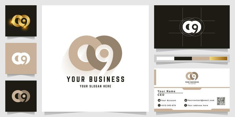 Letter ao or a9 monogram logo with business card design