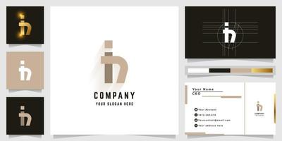 Letter ih or in monogram logo with business card design vector