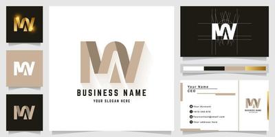 Letter MV or MW monogram logo with business card design vector