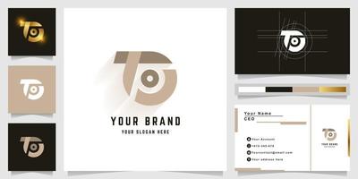 Letter TO or TP monogram logo with business card design vector