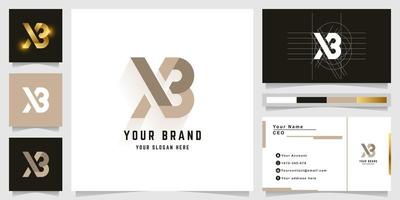 Letter XB or X3 monogram logo with business card design vector