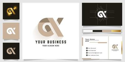 Letter GX or GK monogram logo with business card design vector