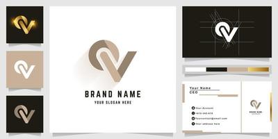 Letter OV or QV monogram logo with business card design vector