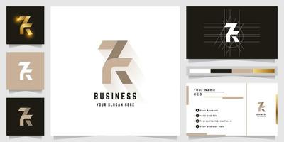 Letter ZK or 7K monogram logo with business card design vector