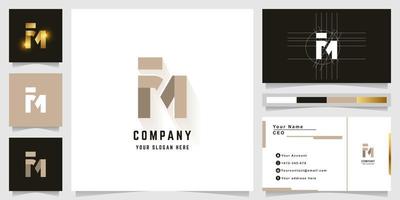 Letter M or FM monogram logo with business card design vector