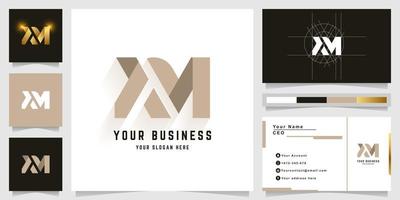 Letter XM or XN monogram logo with business card design vector