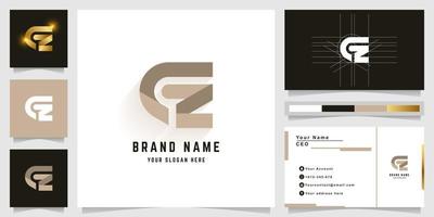 Letter Cz or Gz monogram logo with business card design vector